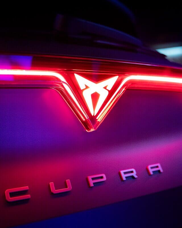 A close up of a car's tail light