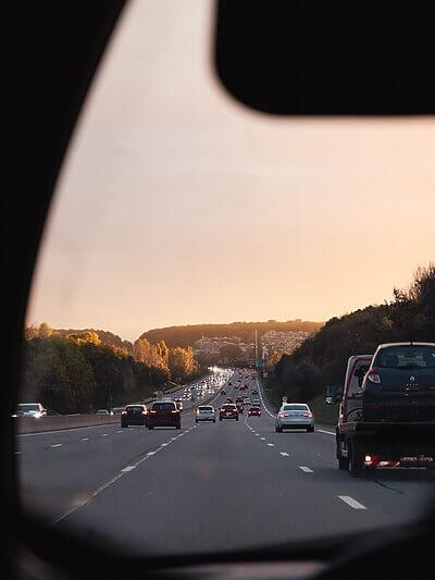 a view of a highway from a car window