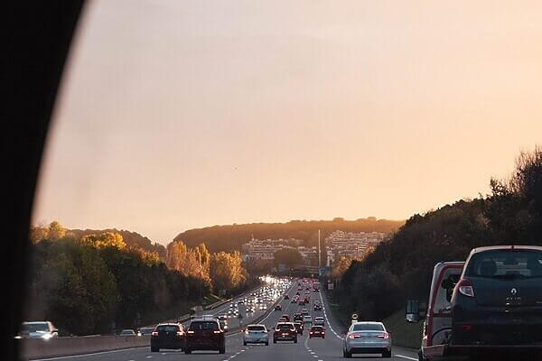 a view of a highway from a car window