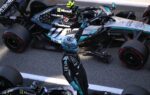 George Russell en Mercedes lors des qualifications du GP de Barcelona-Catalunya