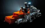 La monoplace Aston Martin de Formule 1 en piste, équipée d’un groupe propulseur Honda.