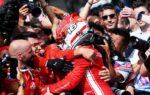 Charles Leclerc au volant de la Ferrari à Silverstone après sa victoire en F1.
