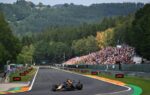 Max Verstappen en piste avec sa Red Bull lors des essais libres du GP de Belgique à Spa-Francorchamps.