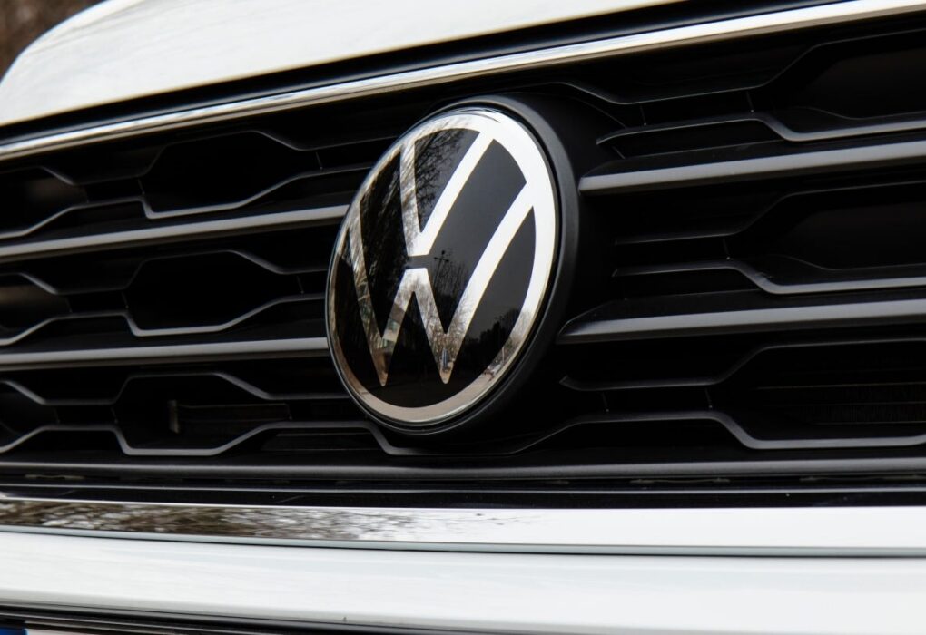 Logo Volkswagen sur la façade du site de production de Chattanooga, dans le Tennessee.