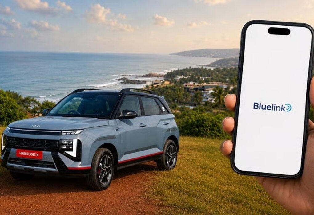 Un véhicule Hyundai équipé des services connectés Bluelink en Inde.