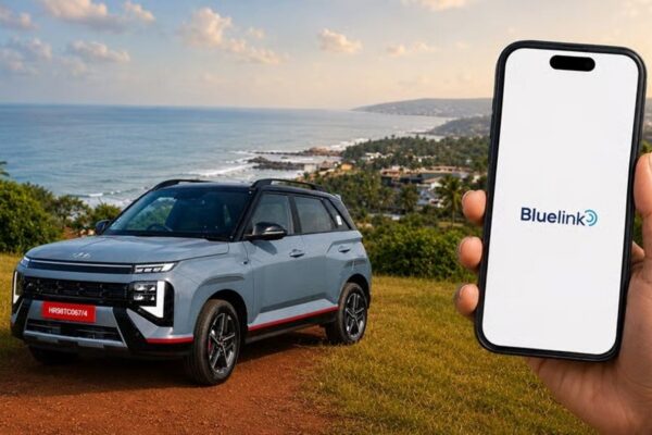 Un véhicule Hyundai équipé des services connectés Bluelink en Inde.