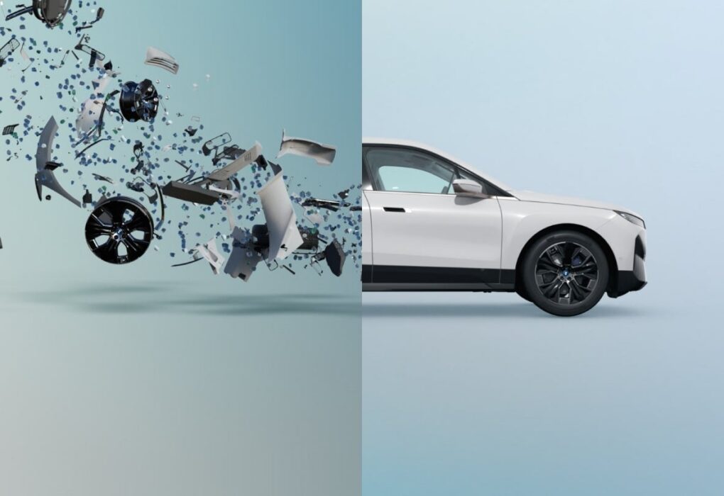 Des métaux et des pièces automobiles triés dans le cadre du projet de recyclage Car2Car de BMW.