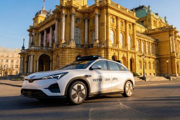 Un véhicule autonome Pony.ai associé au service de réservation Uber en Europe.
