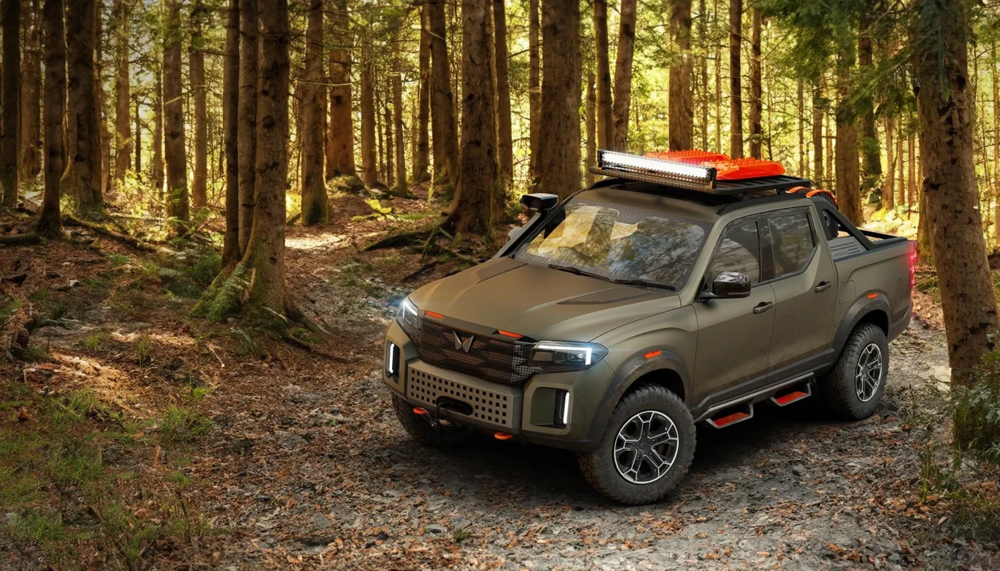 Le pick-up Mahindra Scorpio Lifestyler dans sa configuration destinée au marché indien et aux marchés internationaux.