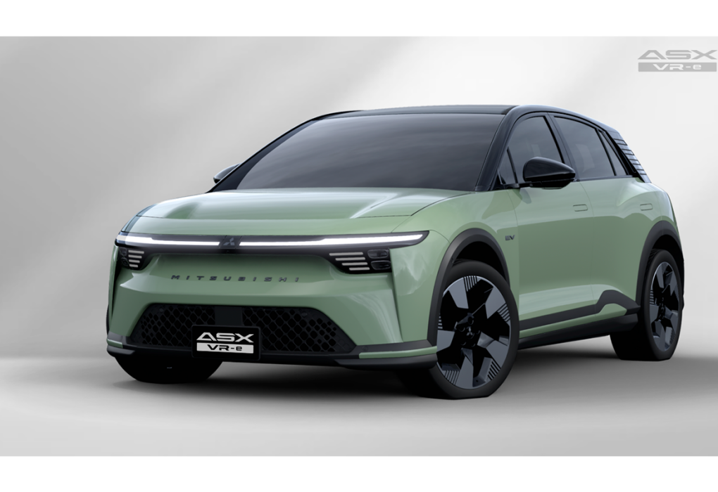 Vue extérieure du Mitsubishi ASX VR-e, SUV compact électrique destiné à l’Australie et à la Nouvelle-Zélande.