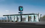 Une borne de recharge rapide Chaevi sur une aire d’autoroute en Corée du Sud.