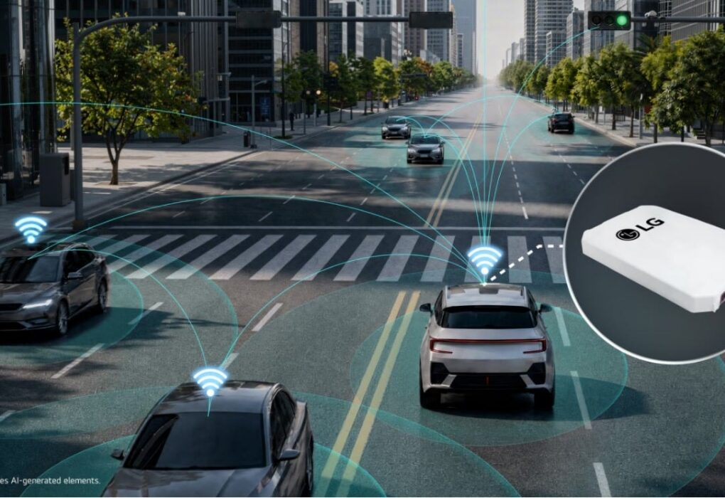 Présentation de la solution télématique 5G de LG destinée aux véhicules connectés.