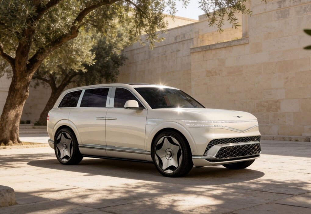 Le SUV Genesis GV90 présenté au Palace of Fine Arts de San Francisco.