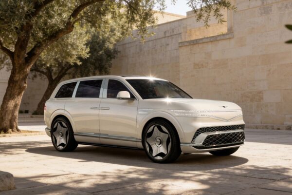 Le SUV Genesis GV90 présenté au Palace of Fine Arts de San Francisco.