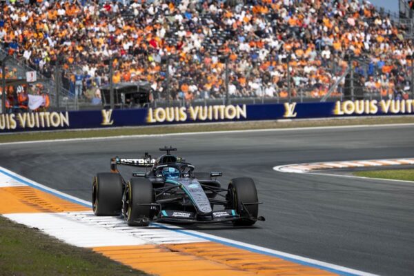 George Russell en piste pendant la qualification Sprint disputée à Zandvoort.