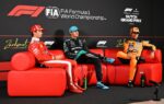George Russell, Charles Leclerc et Lando Norris après le Sprint à Zandvoort.