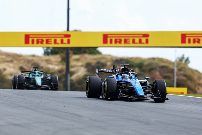 Une monoplace Williams en piste lors du GP des Pays-Bas à Zandvoort.