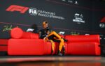 Lando Norris, Kimi Antonelli et George Russell lors de la conférence d’après-course à Zandvoort.