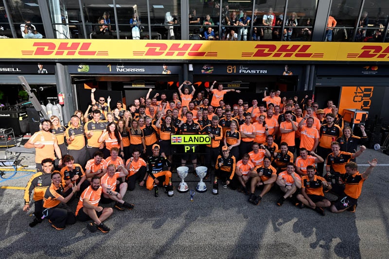 Lando Norris en piste avec la McLaren MCL40 lors du GP des Pays-Bas à Zandvoort.