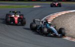 Lewis Hamilton dans sa Ferrari sur le circuit de Zandvoort.