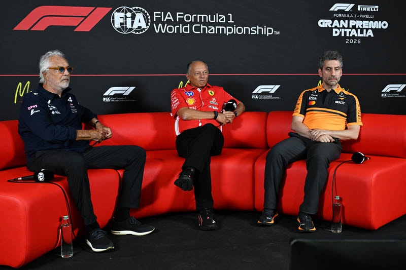 Flavio Briatore, Frédéric Vasseur et Andrea Stella lors de la conférence de presse du GP d’Italie.
