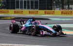 La monoplace Alpine en piste lors des essais libres du Grand Prix d’Italie à Monza.
