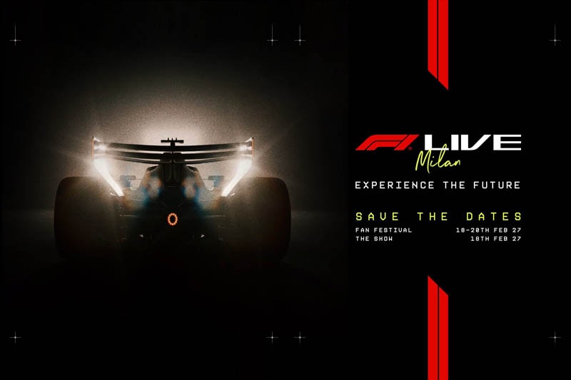 Visuel annonçant le festival F1 Live Milan organisé avant le début de la saison 2027.