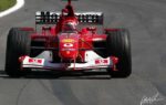 Sebastian Vettel au volant de la Ferrari de 2002 de Michael Schumacher lors de la démonstration à Monza.