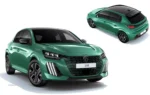 Une Peugeot 208 ENVY 2026 en Vert Alvao avec son toit noir Black Diamond.