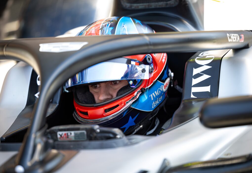 Colton Herta au volant de la Cadillac de Formule 1 lors des essais à Monza.