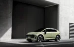 L’Audi A2 e-tron électrique présentée de trois quarts.