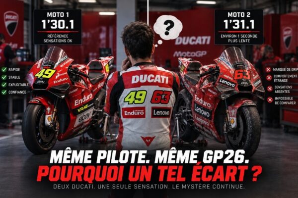 Fabio Di Giannantonio au guidon de sa Ducati GP26 sur la piste de Misano.