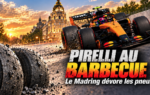 Des monoplaces de Formule 1 en piste sur le Madring lors du Grand Prix de Madrid.