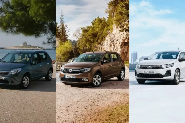Une Dacia Sandero actuelle photographiée pour célébrer le millionième exemplaire vendu en France.
