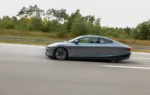 Le prototype électrique Volkswagen Mission Efficiency à la carrosserie profilée.
