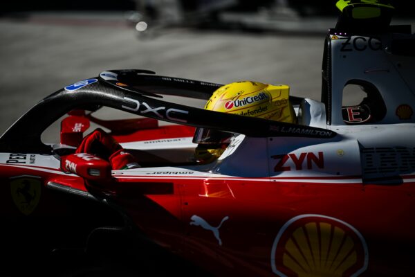 Lewis Hamilton au volant de sa Ferrari pendant le Grand Prix d’Espagne sur le circuit Madring.