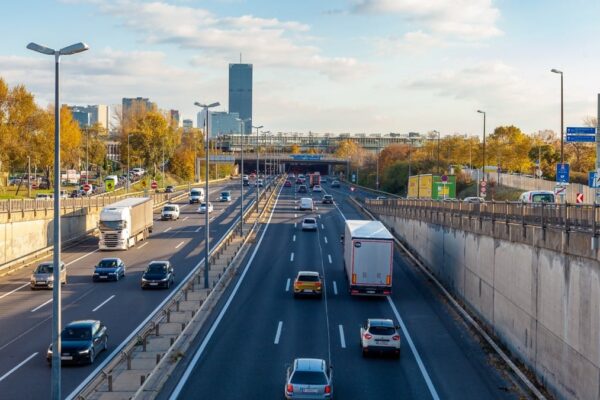 Circulation automobile à l’entrée du tunnel de Saint-Cloud sur l’autoroute A13.