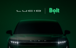 Un véhicule Lucid présenté dans le cadre du partenariat européen de mobilité autonome avec Bolt.
