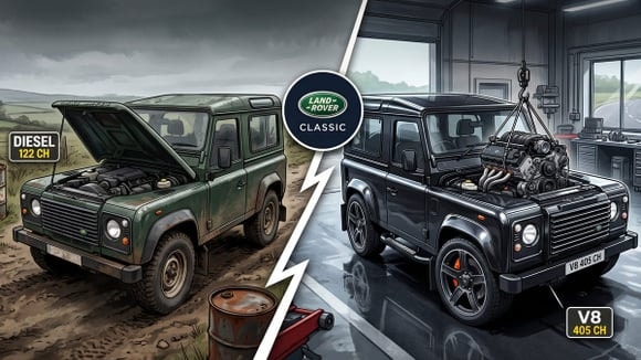De 122 ch diesel à 405 ch essence, la transformation d'un vieux Land Rover Defender est désormais officielle.