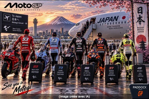 Des motos de MotoGP sur la piste du Grand Prix du Japon à Motegi.