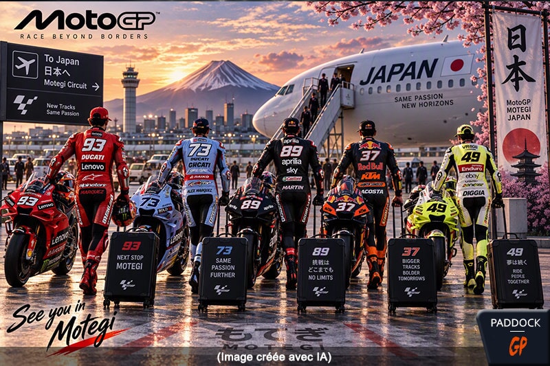 Des motos de MotoGP sur la piste du Grand Prix du Japon à Motegi.