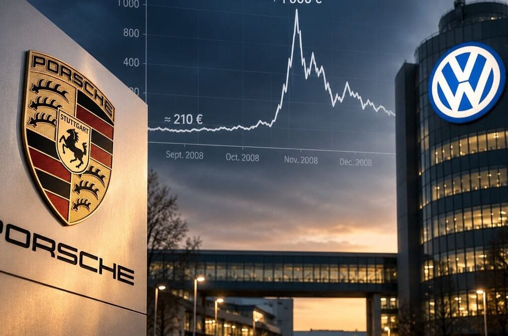 Porsche et Volkswagen illustrent le litige lié à la montée de Porsche SE au capital du groupe en 2008.