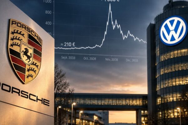 Porsche et Volkswagen illustrent le litige lié à la montée de Porsche SE au capital du groupe en 2008.