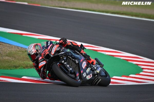 Marco Bezzecchi au guidon de son Aprilia lors du Grand Prix du Japon de MotoGP.
