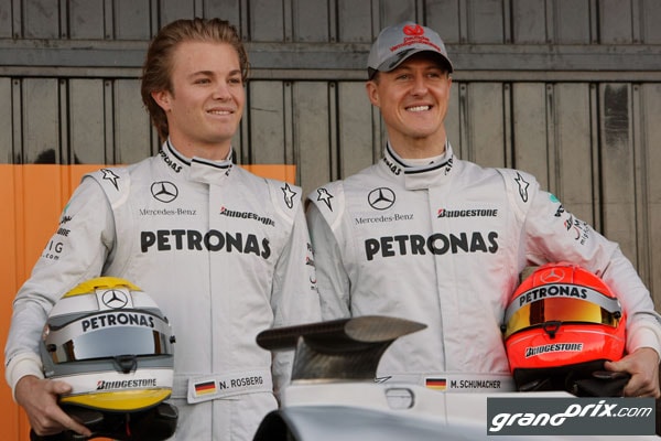 Nico Rosberg et Michael Schumacher, équipiers chez Mercedes entre 2010 et 2012.
