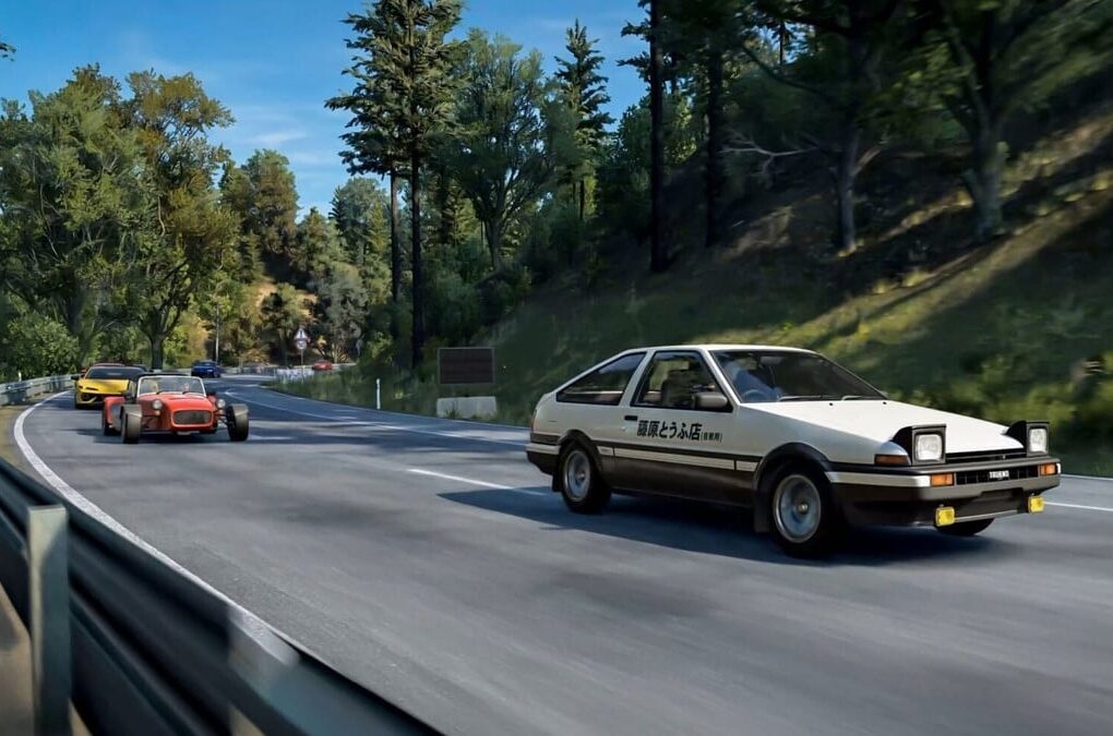 Une Lamborghini Temerario sur une route virtuelle de l'Eifel dans Assetto Corsa Evo.