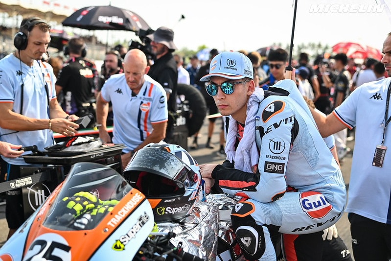 Raul Fernandez au guidon de son Aprilia lors du GP d’Indonésie à Mandalika.
