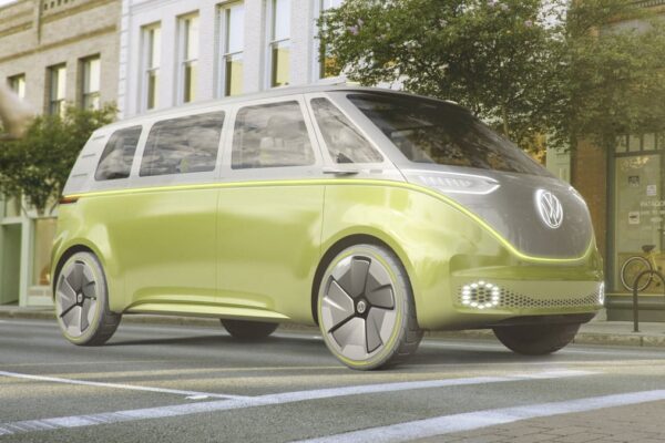 Le Volkswagen ID. Buzz, monospace électrique au design rétro.