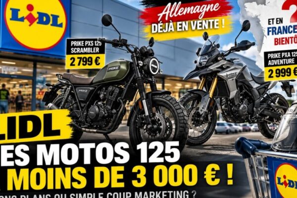 Les Prike PXS Scrambler et PXA Adventure de 125 cm³ proposées sur la boutique en ligne allemande de Lidl.