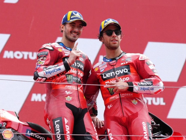 Enea Bastianini et Francesco Bagnaia associés à leur passage dans l'équipe officielle Ducati.